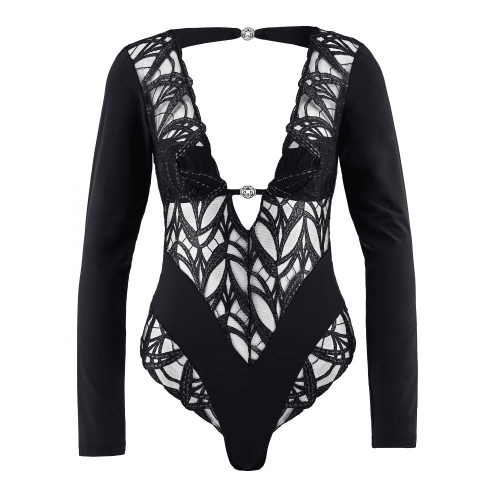 新品　ELIE SAAB x Aubade レースボディランジェリー　ブラック Elie Saab X Aubade My Desire Long sleeve thong bodysuit