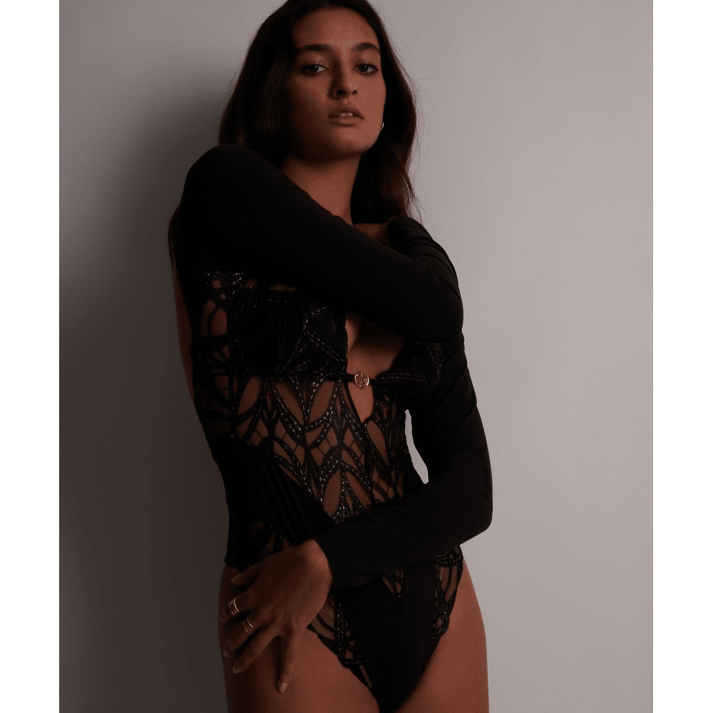 新品　ELIE SAAB x Aubade レースボディランジェリー　ブラック Elie Saab X Aubade My Desire Long sleeve thong bodysuit