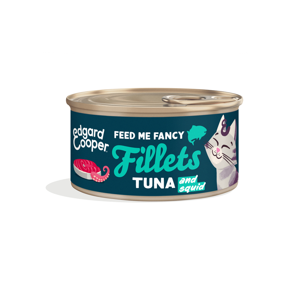 Edgard CooperCat Fresh Wild Caught Tuna Squid Fillets 70Gr Edgard CooperCat Fresh Wild Caught Tuna Squid Fillets 70Gr