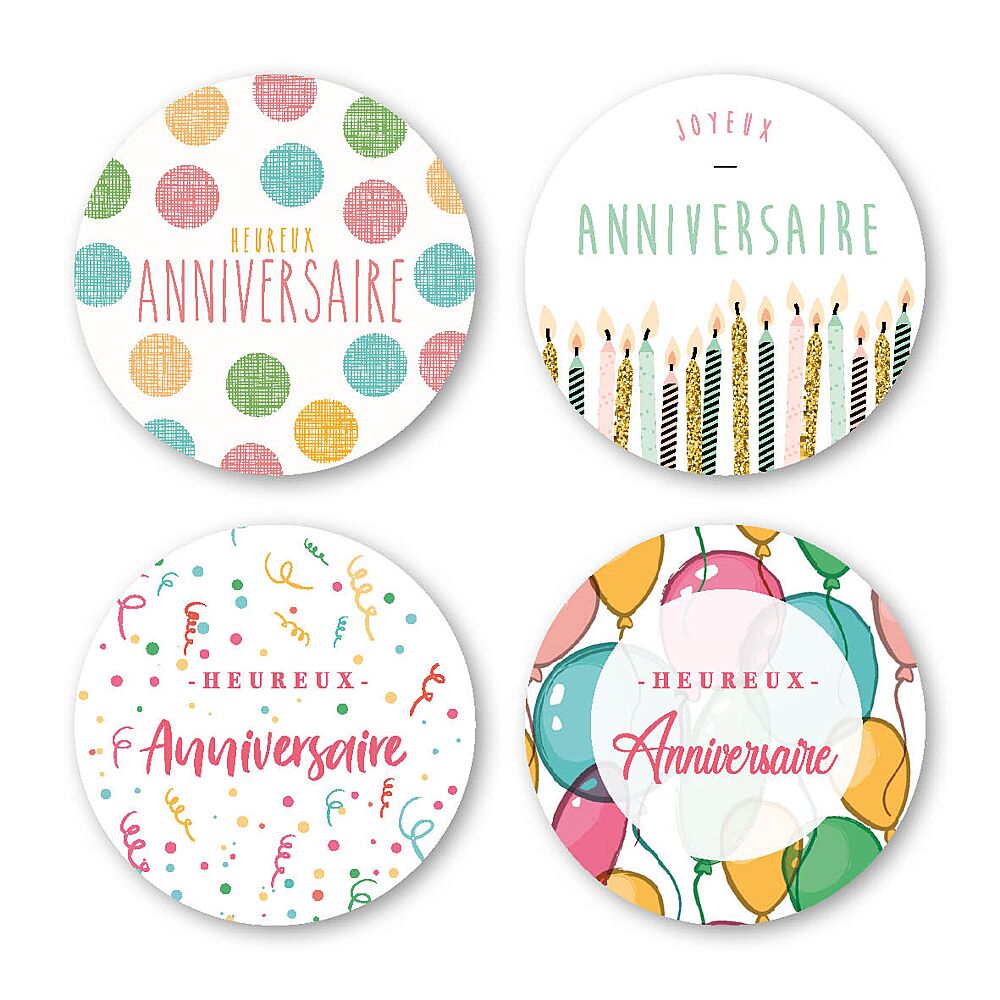 Jeso Cards Etiquettes De Voeux Heureux Anniversaire 500 Pieces Emballage Cadeaux Ava Be