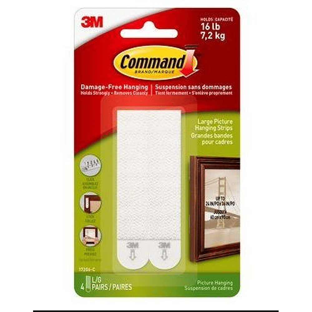 command grandes languettes accroches tableaux blanc 4 pieces fournitures de bureau ava be