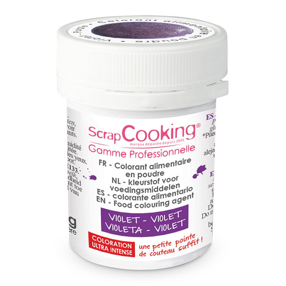 Colorant alimentaire en poudre violet 40 g + Stylo glaçage noir