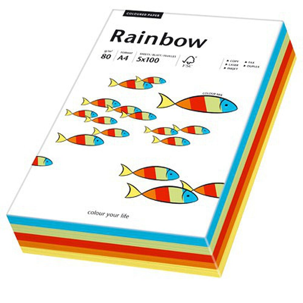 Implementeren Vormen Lastig Rainbow Papier Mixed Colour Pack Fel A4 80g/m² 5x20 Vellen - Papierwaren -  AVA.be