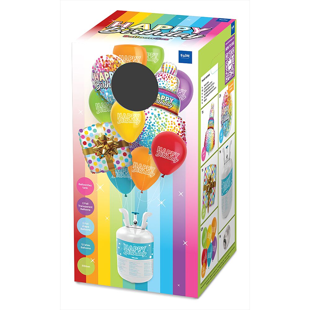 Réservoir d'hélium avec 100 ballons et ruban - Partywinkel