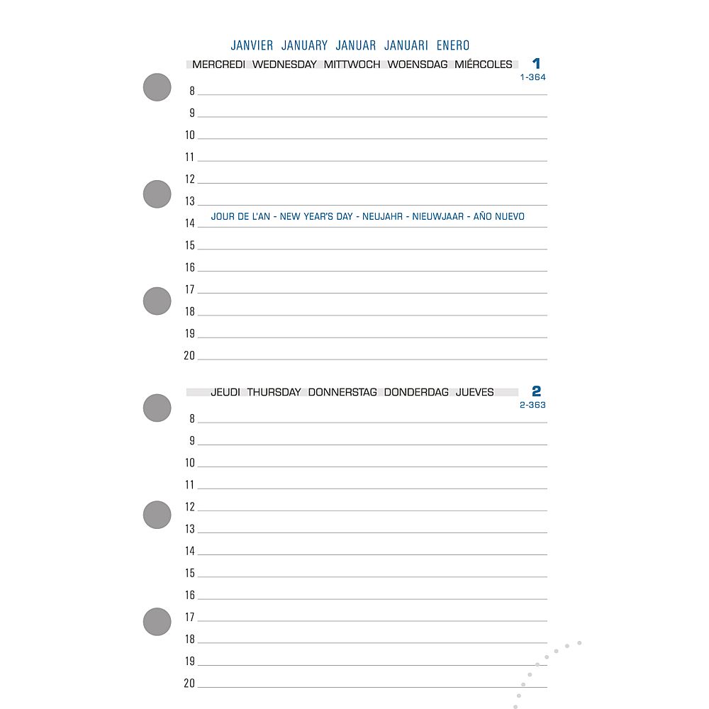 Recharge Agenda 9,5x17,1cm 1 Semaine Sur 2 Pages EN Personal - Agendas et  calendriers 