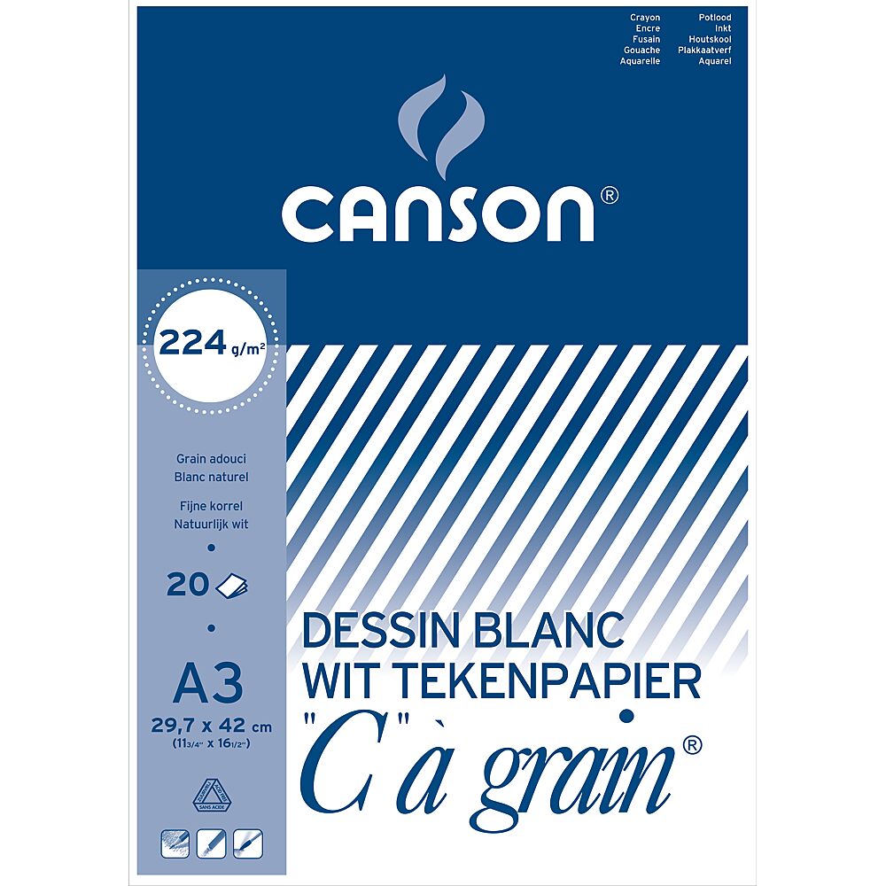 Bloc dessin Canson A4 2 x10 teintes 20 feuilles 150 g, Bloc dessin couleur, Bloc de feuilles