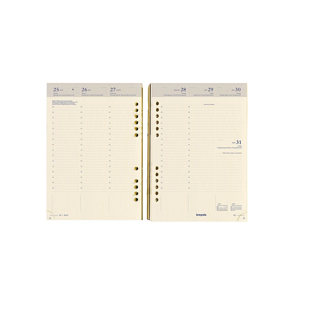 Vulling 14,5x21cm 1 Op 2 Pagina's 6 Talen Calendarium Ivoor Brefax - Agenda's en kalenders -