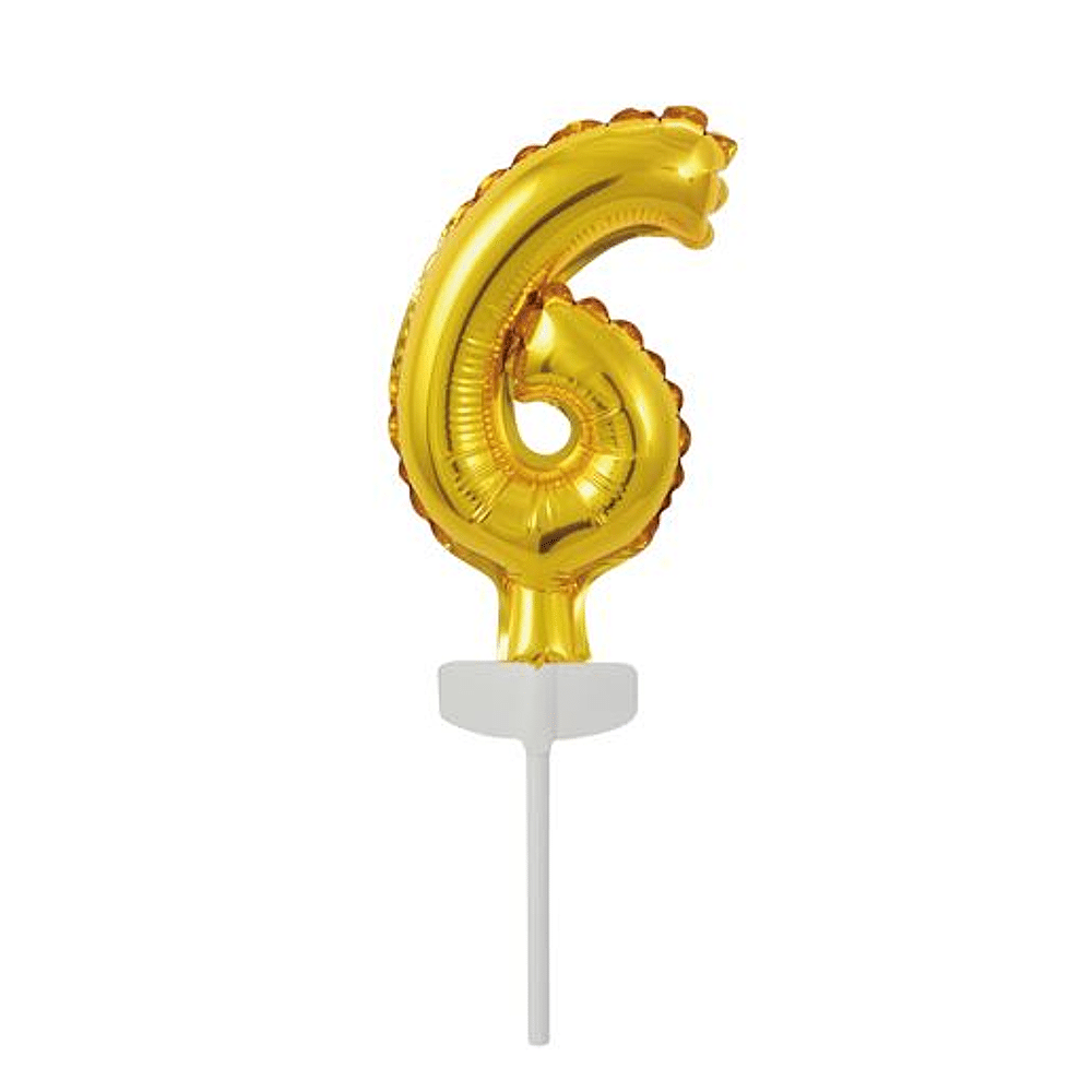 ava Folieballon Cake Topper Cijfer 6 Goud 13cm