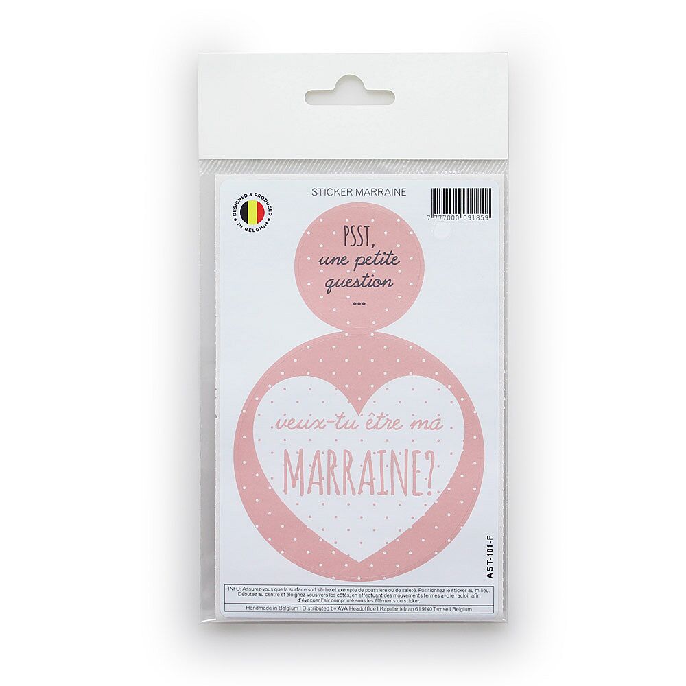 Sticker "Veux-Tu Être Ma Marraine?" + "Une Petite Question" Ø 8cm Roze - Gifts & -