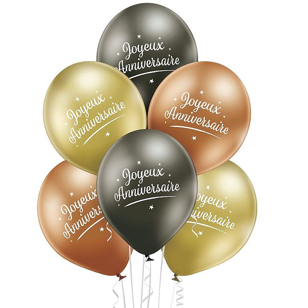 Ballon Joyeux Anniversaire Glossy Ø 30cm 6 Pièces - Articles