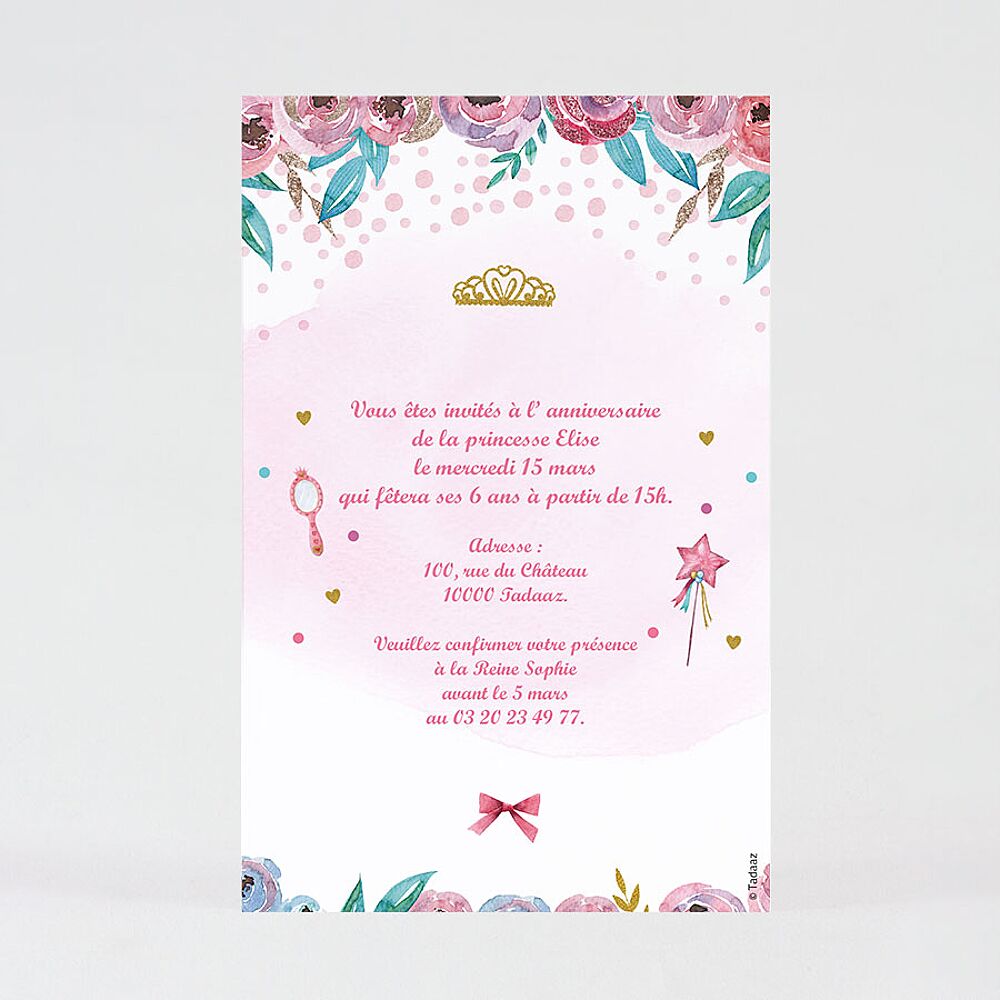 Carte d'invitation anniversaire enfant princesse - Fête