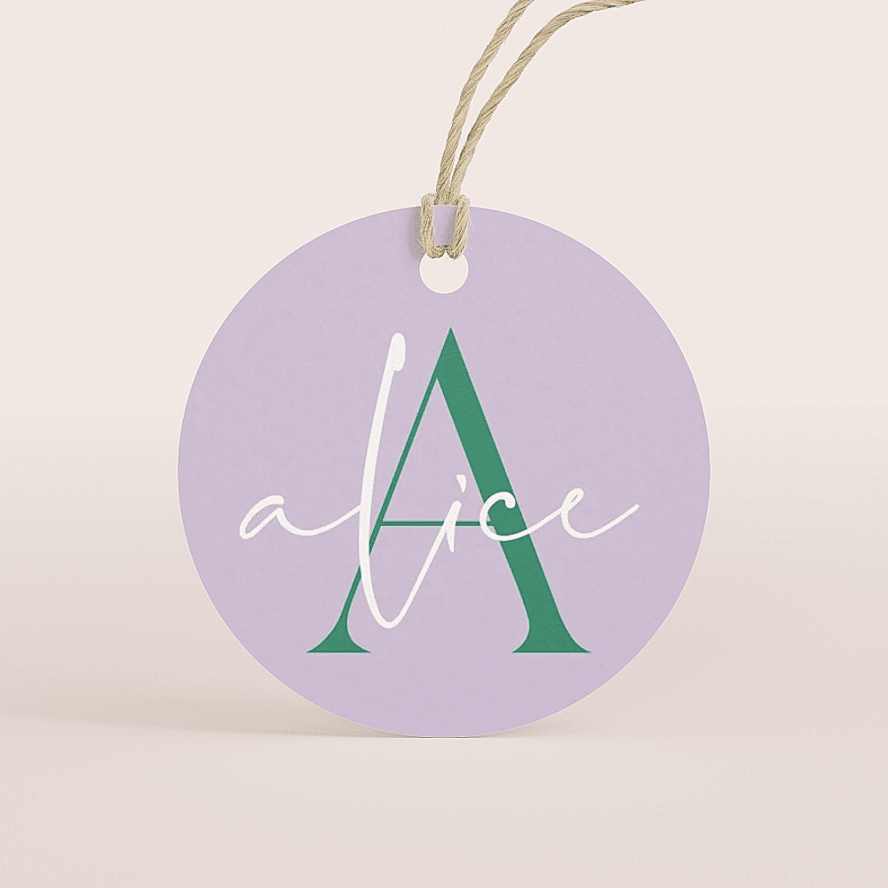 ava Rond geboortelabel met initiaal en naam