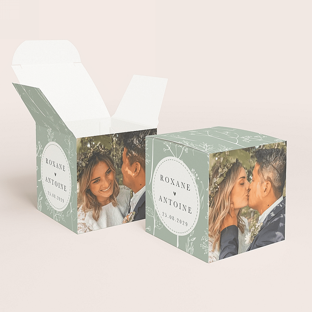 ava Romantisch kubusdoosje met fijne bloemen en foto