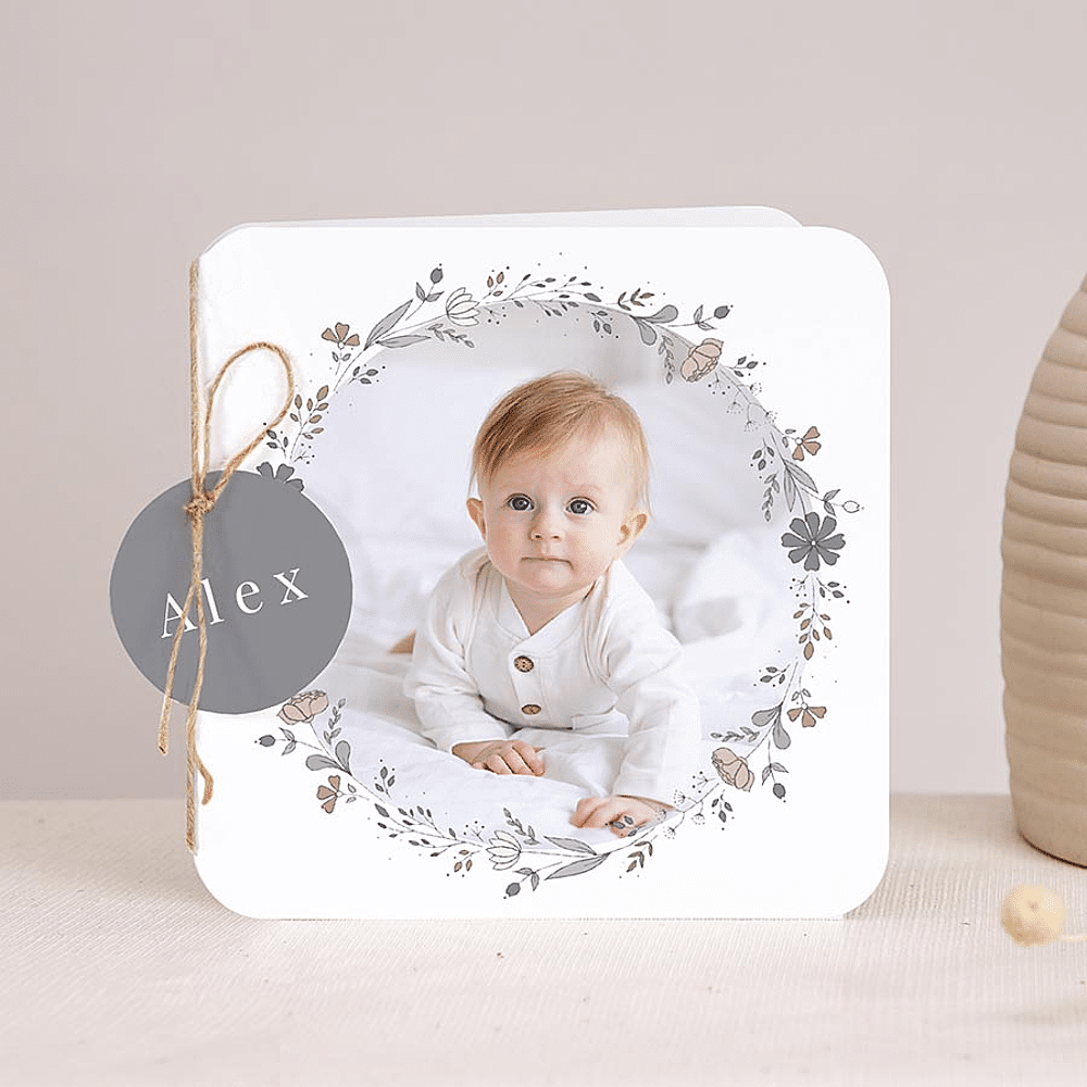 ava Faire part naissance délicates fleurs des champs et son étiquette