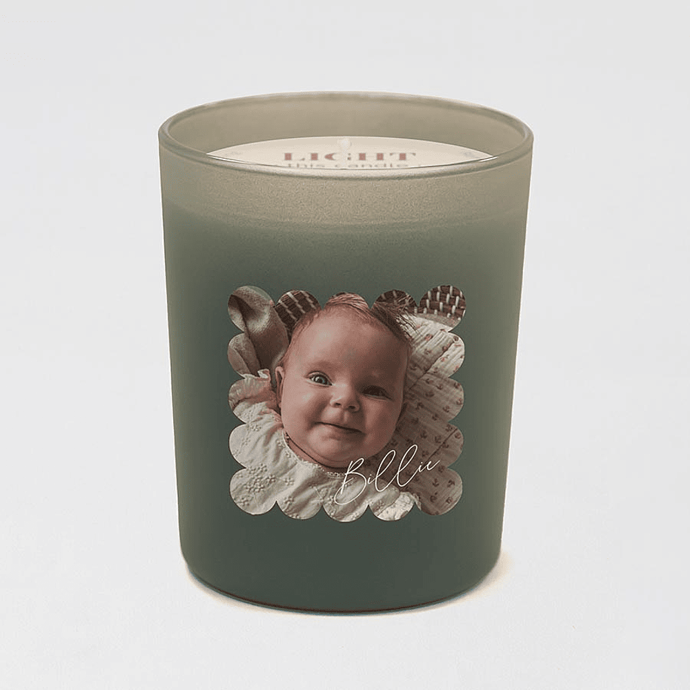 ava Bougie à offrir kaki et étiquette petit beurre