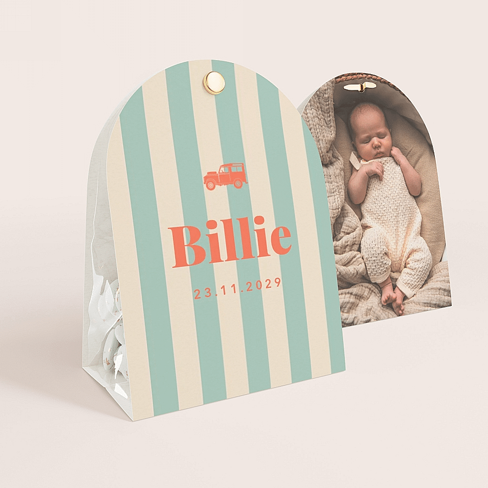 ava Etui à dragées baptême coloré petite voiture