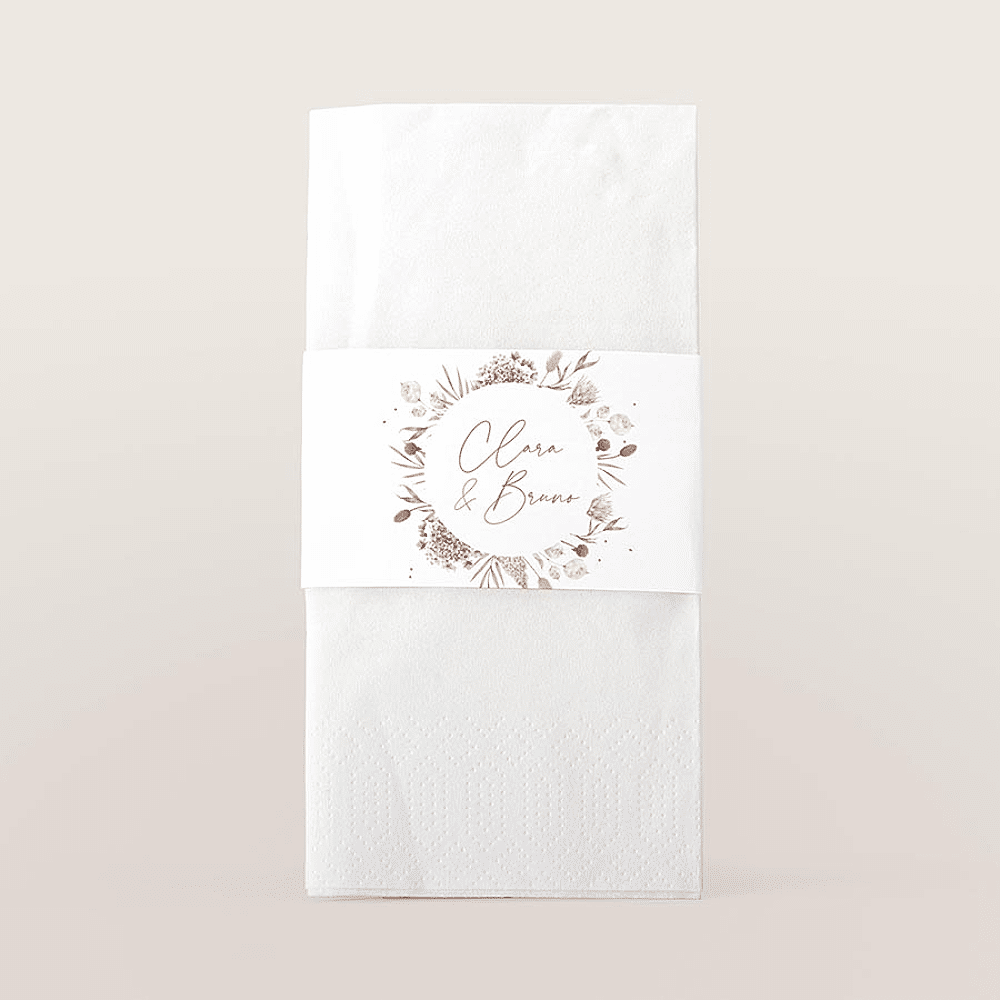 ava Servetring met roze bloemenkrans en namen