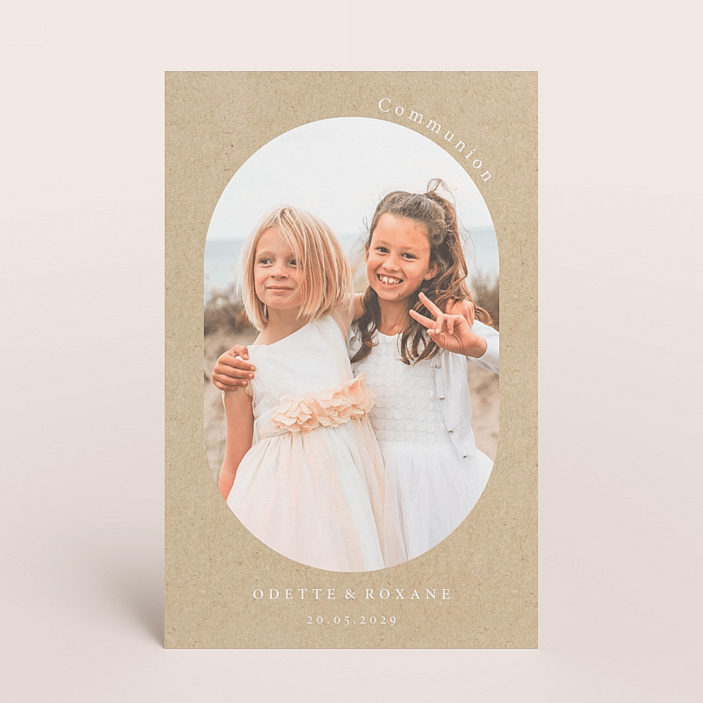 ava Faire part communion kraft et photo