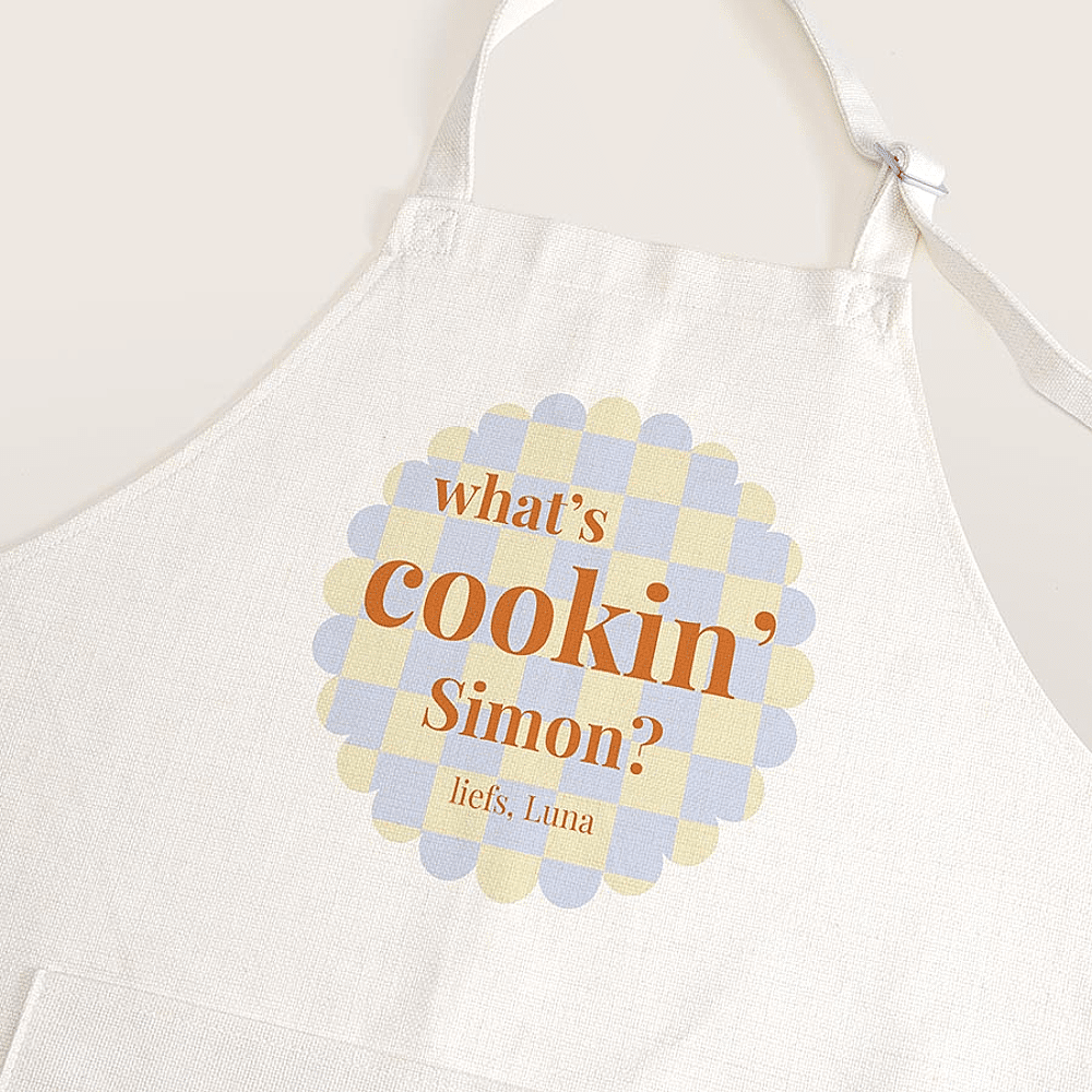 ava Polylinnen schort met patroon