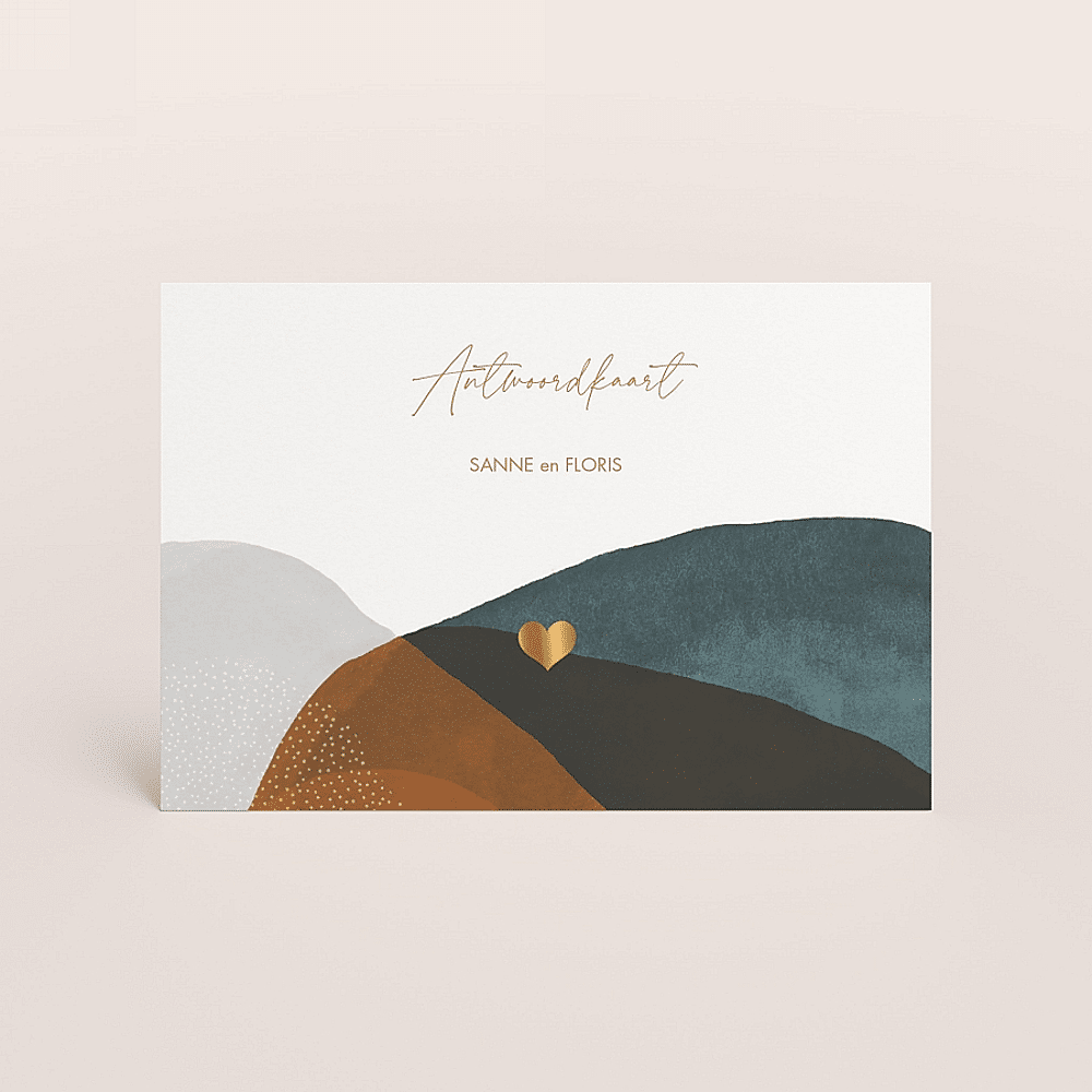 ava Abstract antwoordkaartje met hartje in goudfolie