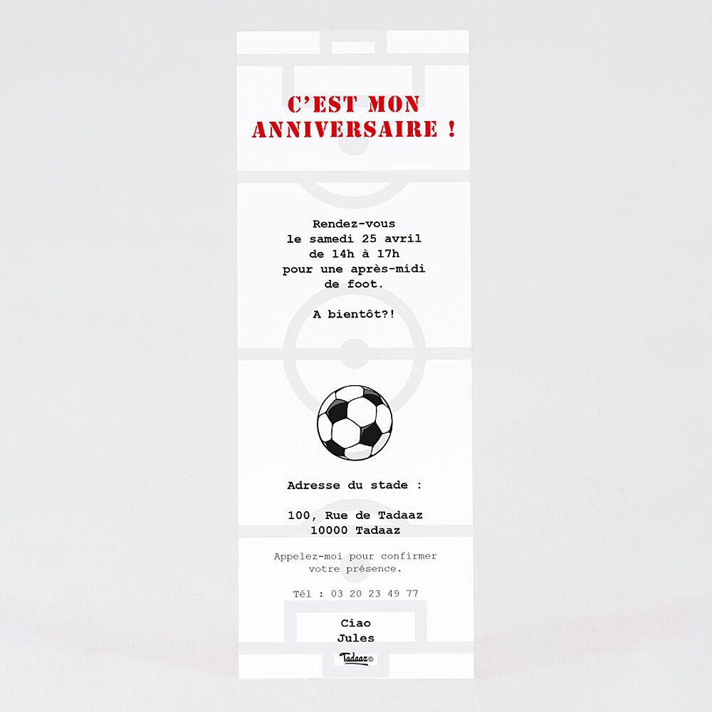 Carte d'invitation de football 10 pièces pour fête D'anniversaire