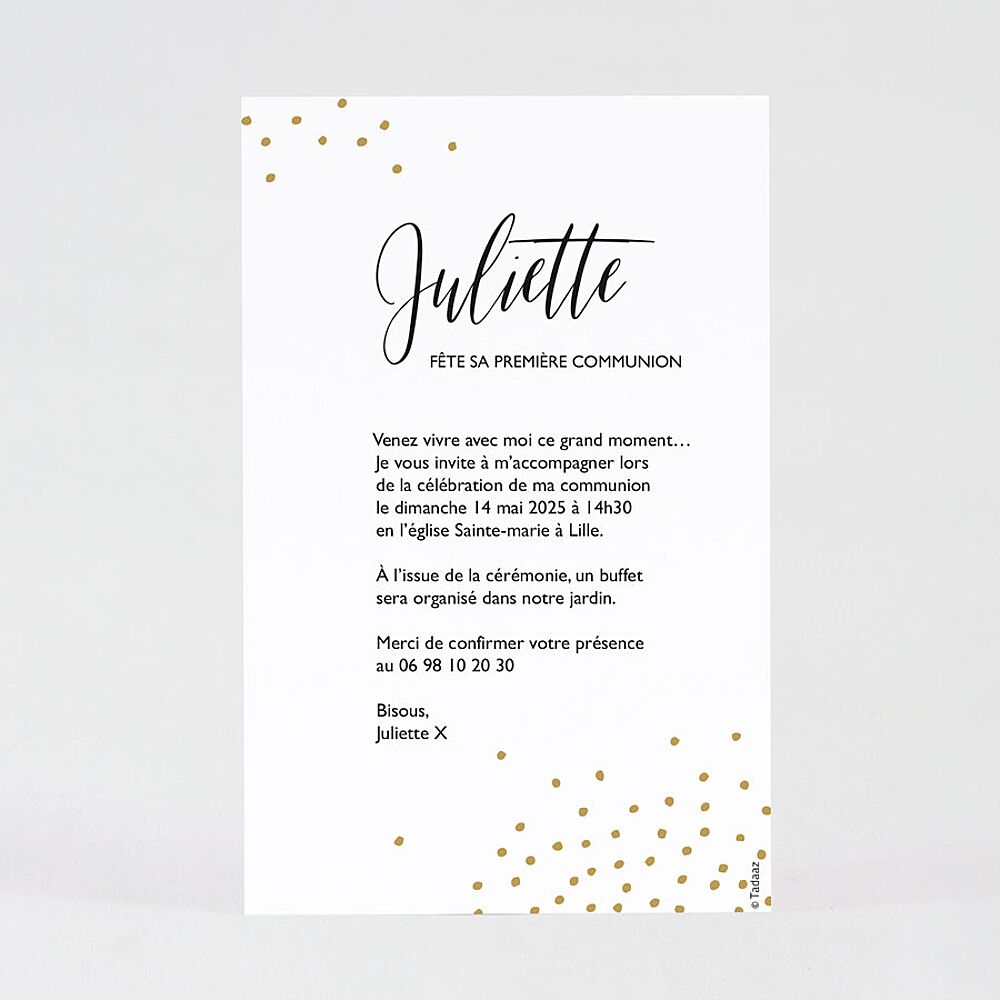 Carte D Invitation Communion Confettis Et Dorure Ma Creation Ava Be