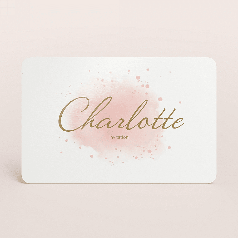 ava Invitation profession de foi taches aquarelle rose