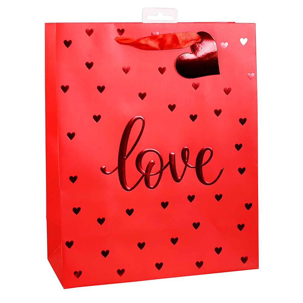 SAC CADEAU CARTON ANNIVERSAIRE C?'UR 26X13X32CM