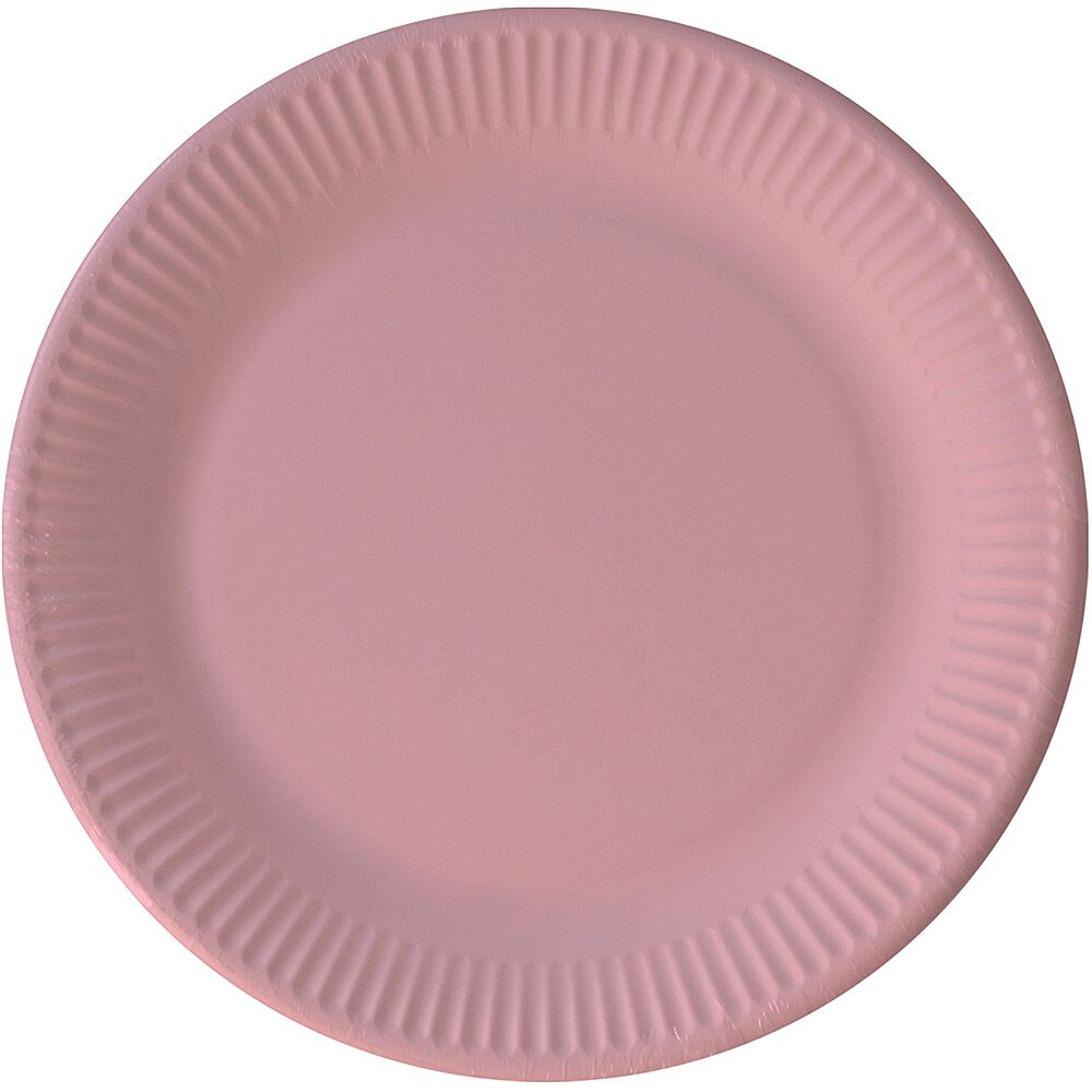 Assiettes rose pâle en carton doré 18cm 6pcs - Partywinkel