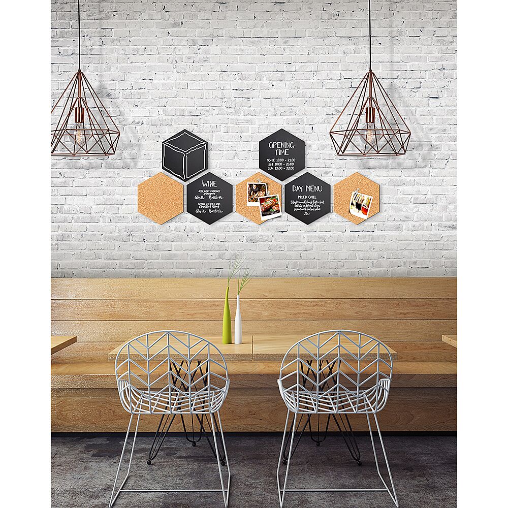 Tableau Noir & Liège Hexagon Set 23x2x20cm + Accessoires - Communication 