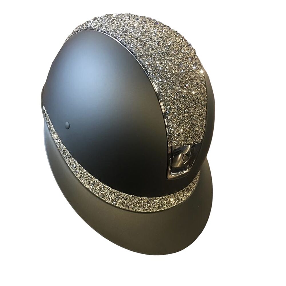 Samshield Riding Helmet Miss Shield Shadowmatt Band Crystal Fabric  Swarovski Metal Eclipse Chrome Black in black