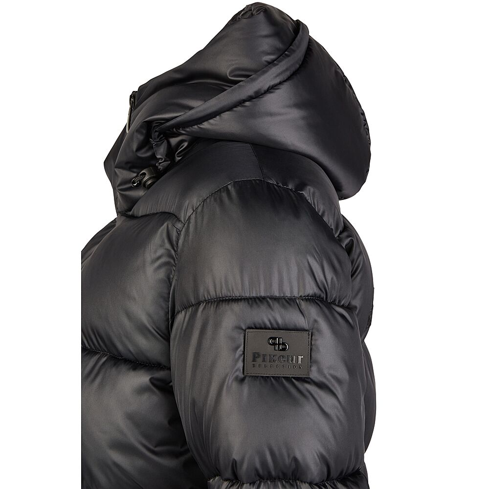 Solid logo down blend hooded puffer jacket online