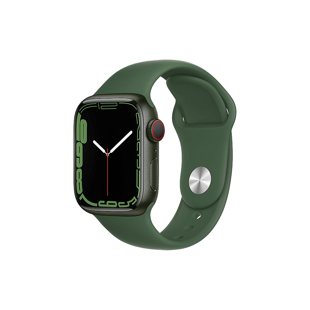 Apple Watch Series 7 (GPS + Cellular) • 41mm kast van groen aluminium •  Klaver sportbandje - Apple Watch -
