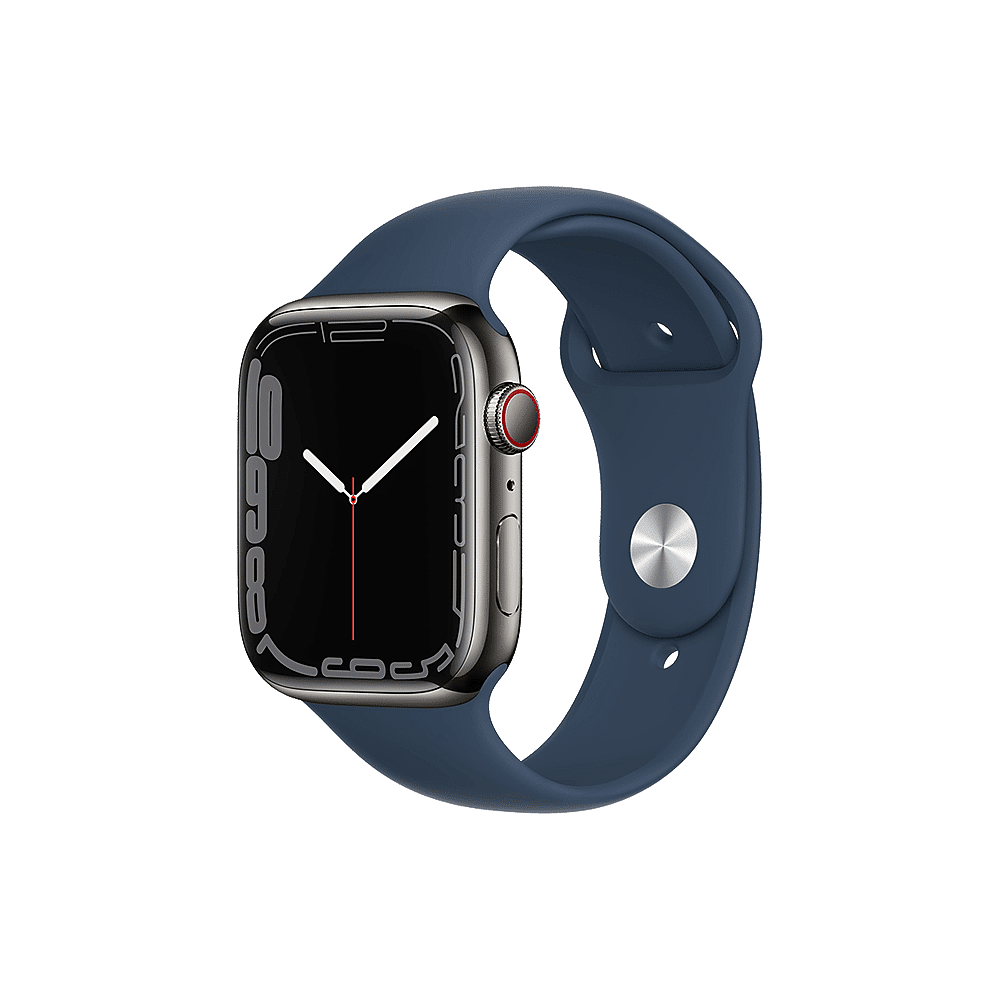 Apple Watch Series 7 (GPS + Cellular) • 45mm kast van grafietkleurig roestvrij  staal • Abyss-blauw sportbandje - Apple Watch -