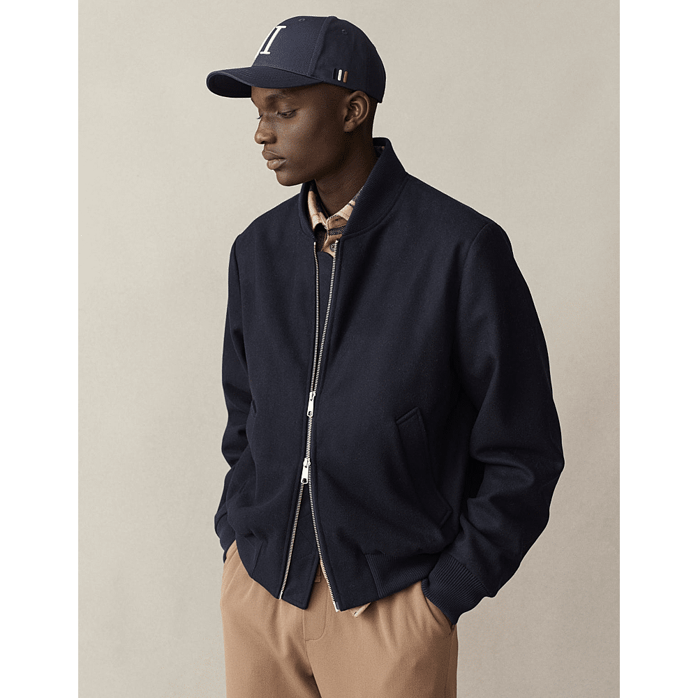 navy wool bomber jacket