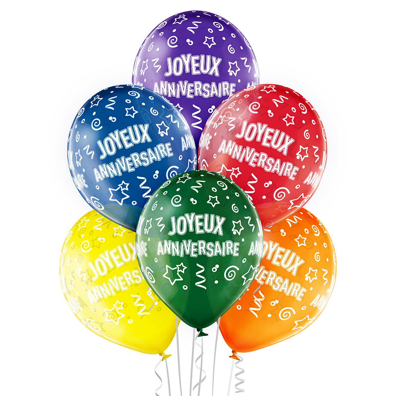 Ballon Transparent 30cm Assortiment Joyeux Anniversaire 6pieces Articles Festifs Ava Be