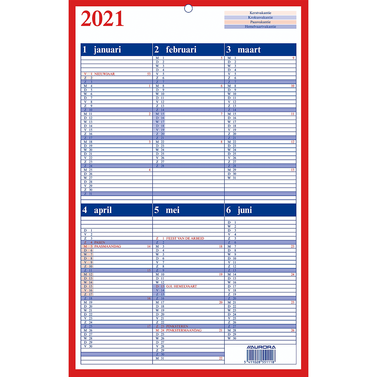 Aurora Agenda 21x33cm Nl Memento Avec Vacances Scolaires Agendas Et Calendriers Ava Be