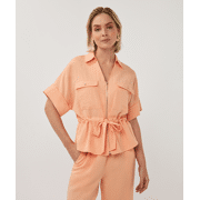 Esqualo - Blouse zipper fine crinkle