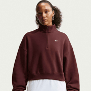 Nike - Studio Fleece Medium Weight Women's Oversized 1/4-Zip Cropped Top