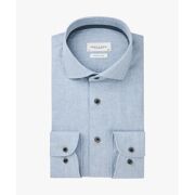 Profuomo - Blauw katoen-linnen overhemd