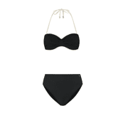 Beachlife - Vanilla & Black Padded wired top met high waist bottom - Bikiniset