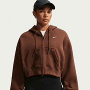 Nike - Studio Fleece Medium Weight Women's Oversized Full-Zip Cropped Hoodie