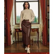 Esqualo - Skirt long split vegan leather