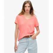Superdry - T-shirt col V brodé et flammé