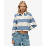 Superdry - Athletic Essentials Gestreepte Rugby Top met Cropped Pasvorm