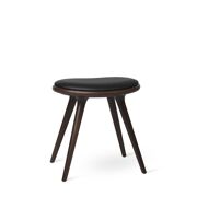 Low Stool  - Dark Stained Solid  Beech - Black leather seat - 45 x 36 x 47 cm