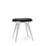 Low Stool – Partly Recycled Aluminium - Black leather seat - 45 x 36 x 47 cm