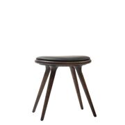 Low Stool  - Sirka Grey Stained Solid  Oak - Black leather seat - 45 x 36 x 47 cm