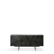 Teak Graphic Sideboard - 3 Doors - black - 168 x 45 x 80 cm