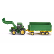 Speelgoedtractor John Deere met frontlader en aanhanger - SIKU 1843